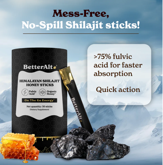 Pliculete de shilajit din Himalaya si miere cu 75% acid fulvic Better Alt, 30 pliculete, GNC Pliculete de shilajit din Himalaya si miere cu 75% acid fulvic Better Alt, 30 pliculete, GNC