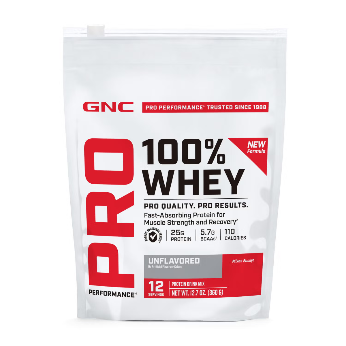 Proteina din zer testata antidoping fara aroma Pro Performance, 360 g, GNC