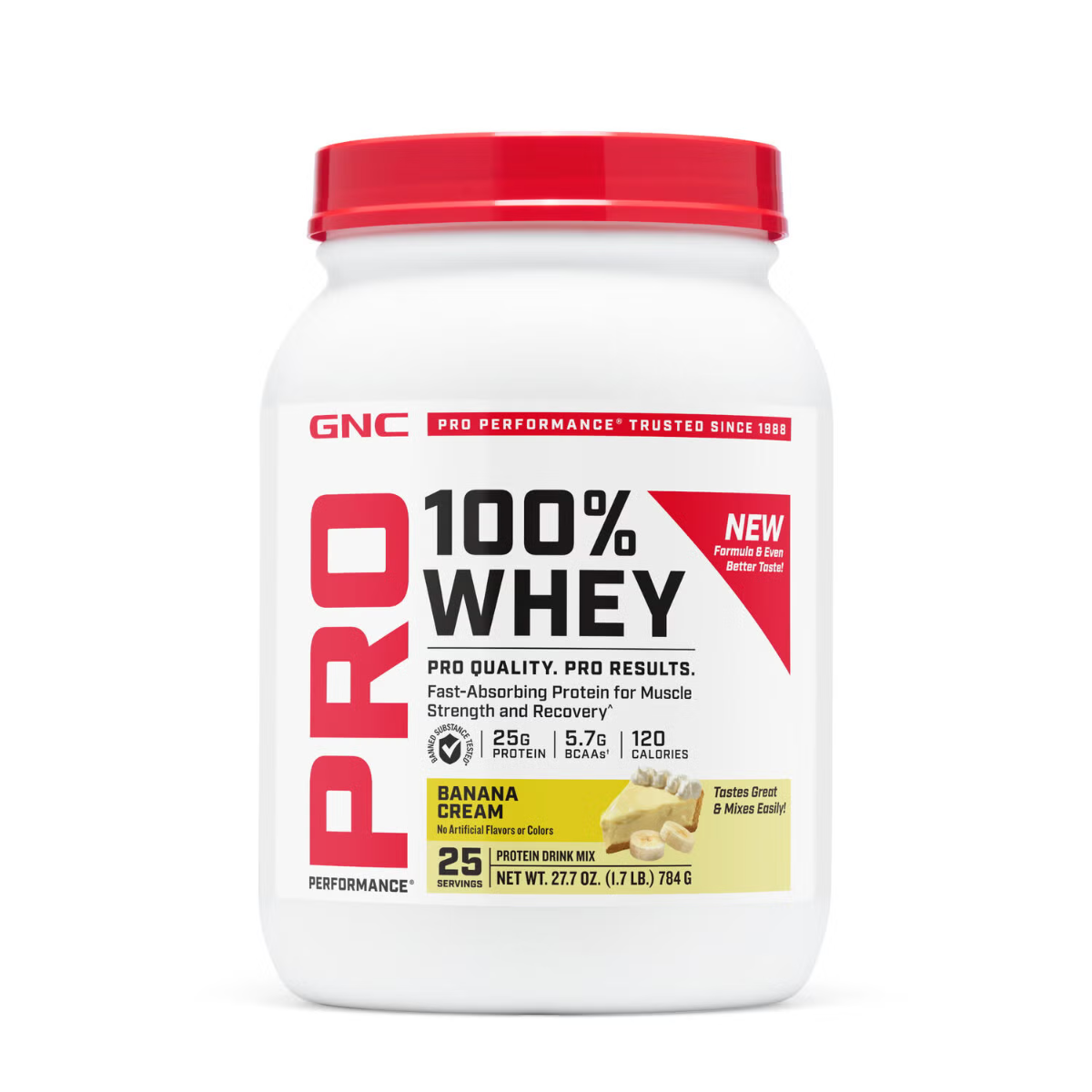 Proteina din zer cu aroma de banane Pro Performance, 784 g, GNC
