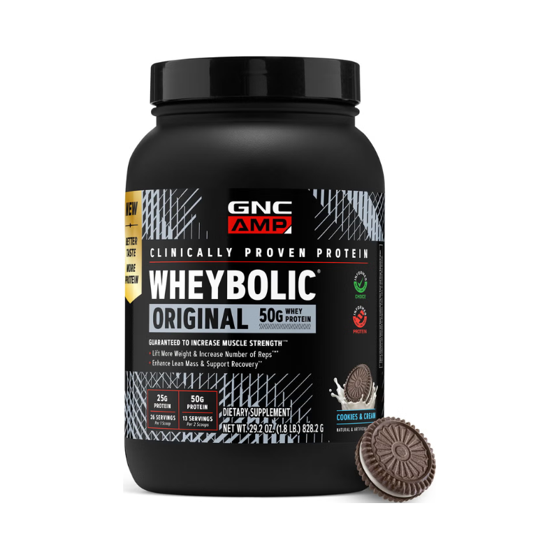Proteina din zer studiata clinic cu aroma de biscuiti cu crema AMP New Wheybolic, 828,2 g, GNC