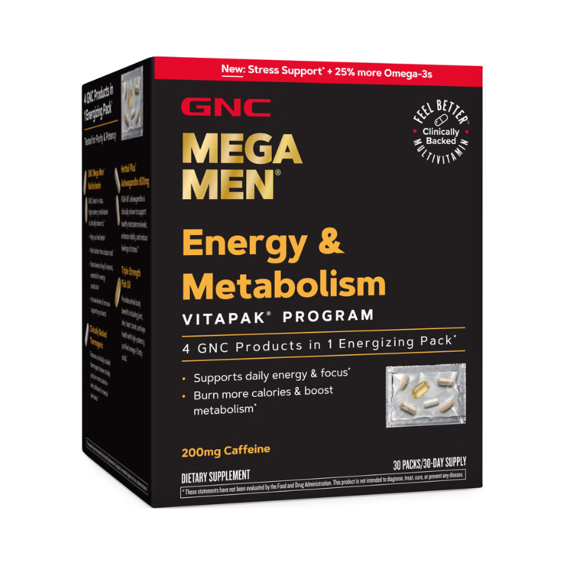 Program Vitapak pentru barbati complex de multivitamine pentru energie si metabolism Mega Men, 30 pachete, GNC