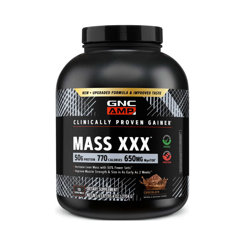 Gainer proteic cu aroma de ciocolata, AMP Mass XXX, 2704 g, GNC Gainer proteic cu aroma de ciocolata, AMP Mass XXX, 2704 g, GNC