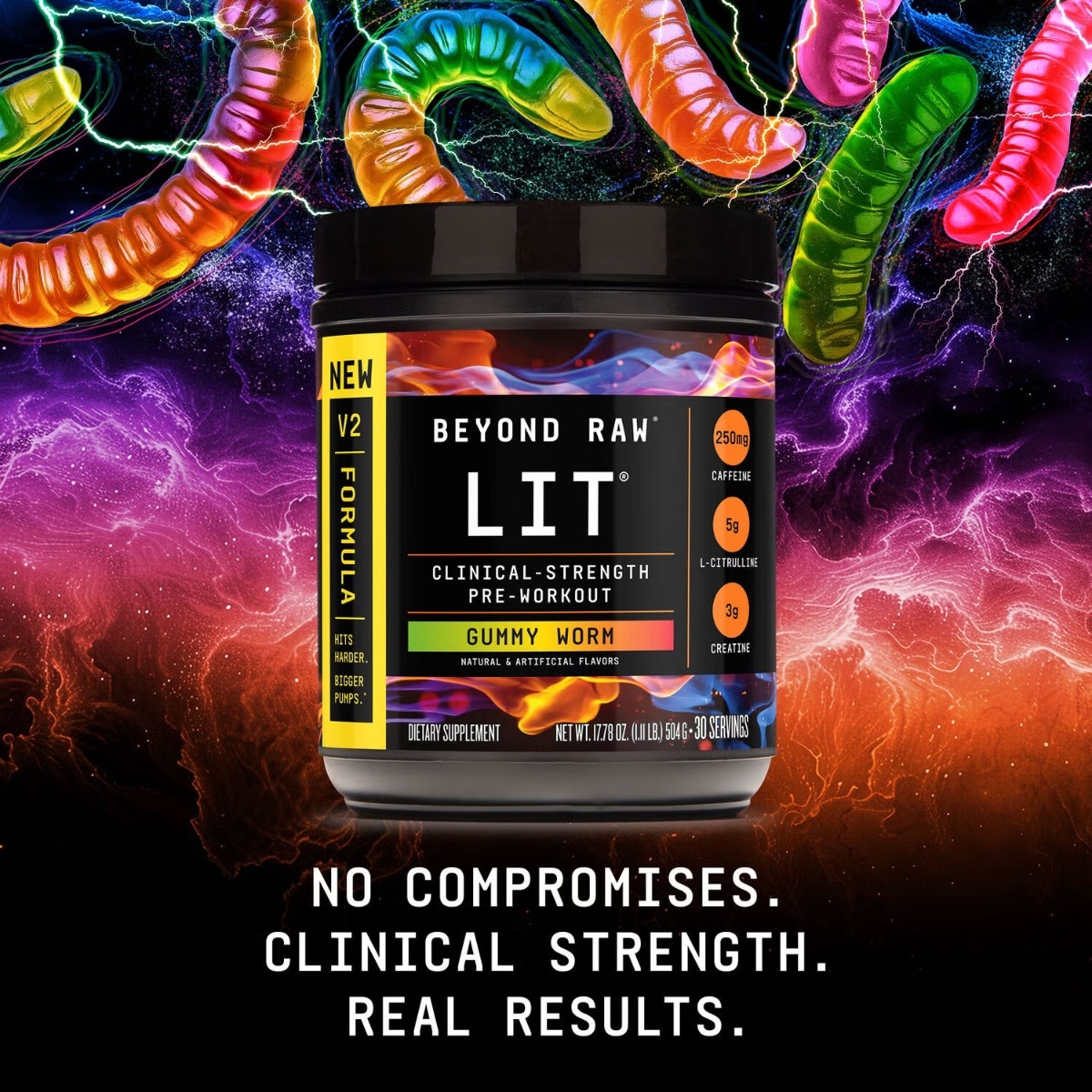 Formula pre-workout cu aroma de jeleuri Beyond Raw Lit, 504 g GNC