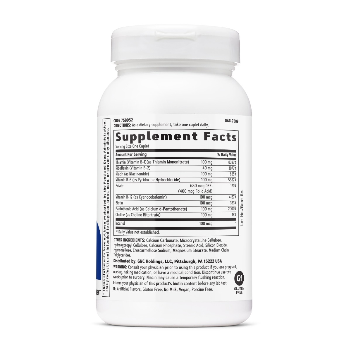 Formula Big 100 complex de vitamina B, 90 tablete, GNC Formula Big 100 complex de vitamina B, 90 tablete, GNC