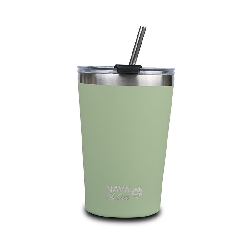 Cana termoizolanta cu pai Nava 450ml verde