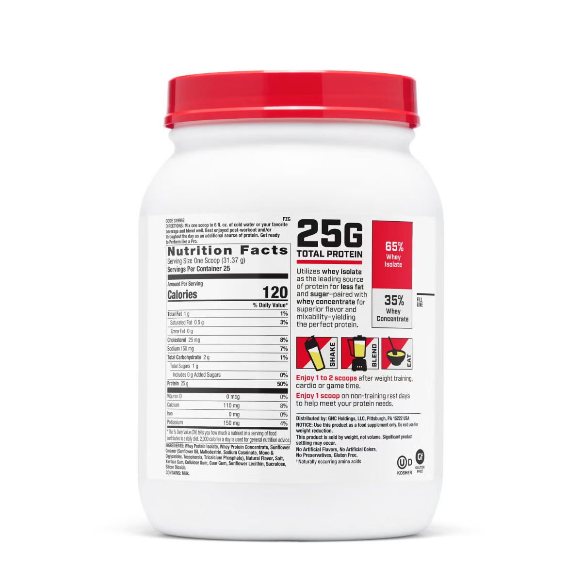 Proteina din zer cu aroma de banane Pro Performance, 784 g, GNC