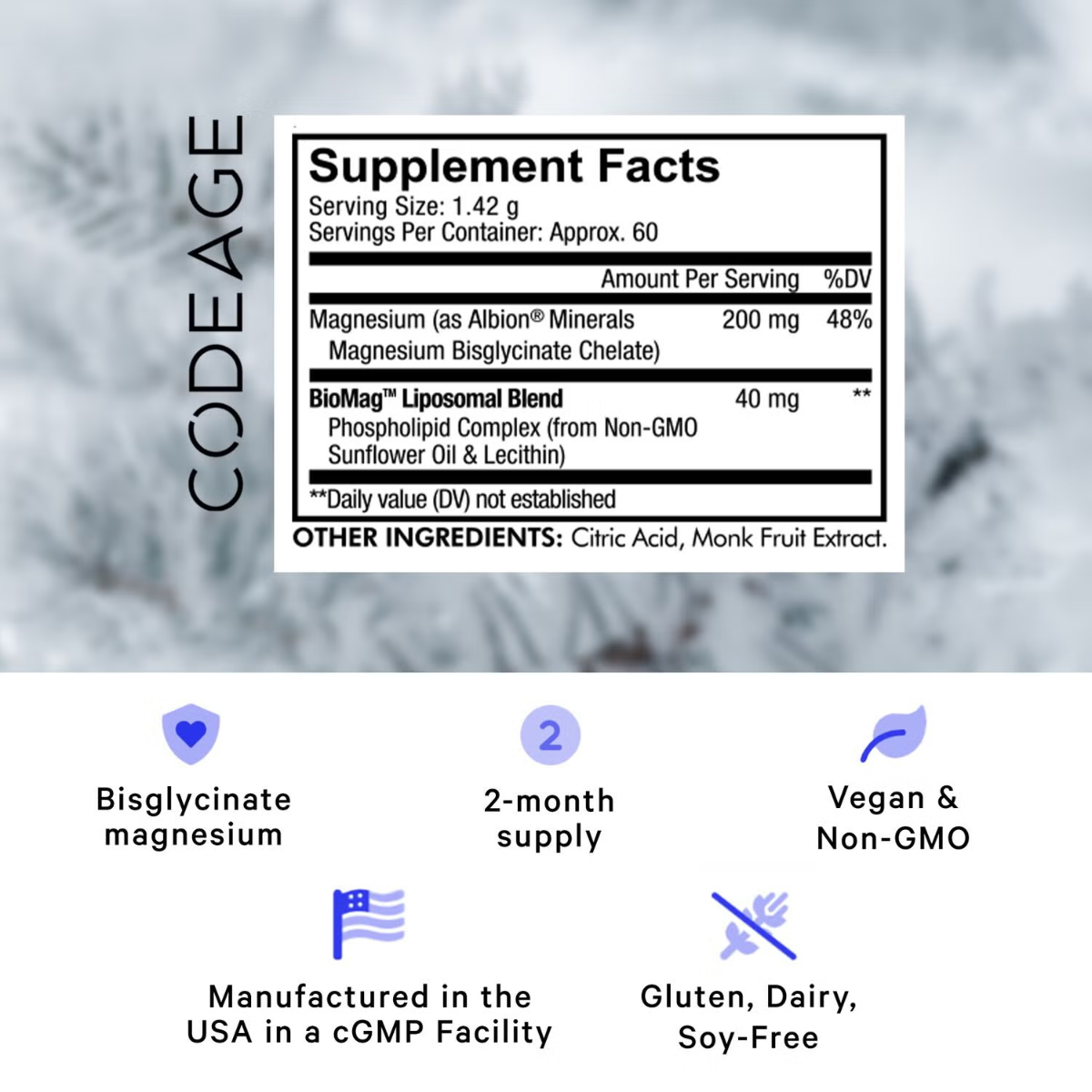 Magneziu Bisglicinat lipozomal CodeAge, 85.20 g, GNC