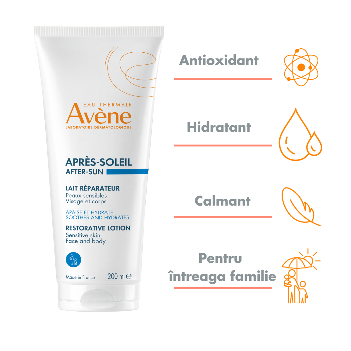 Lotiune reparatoare dupa plaja, 200 ml, Avene