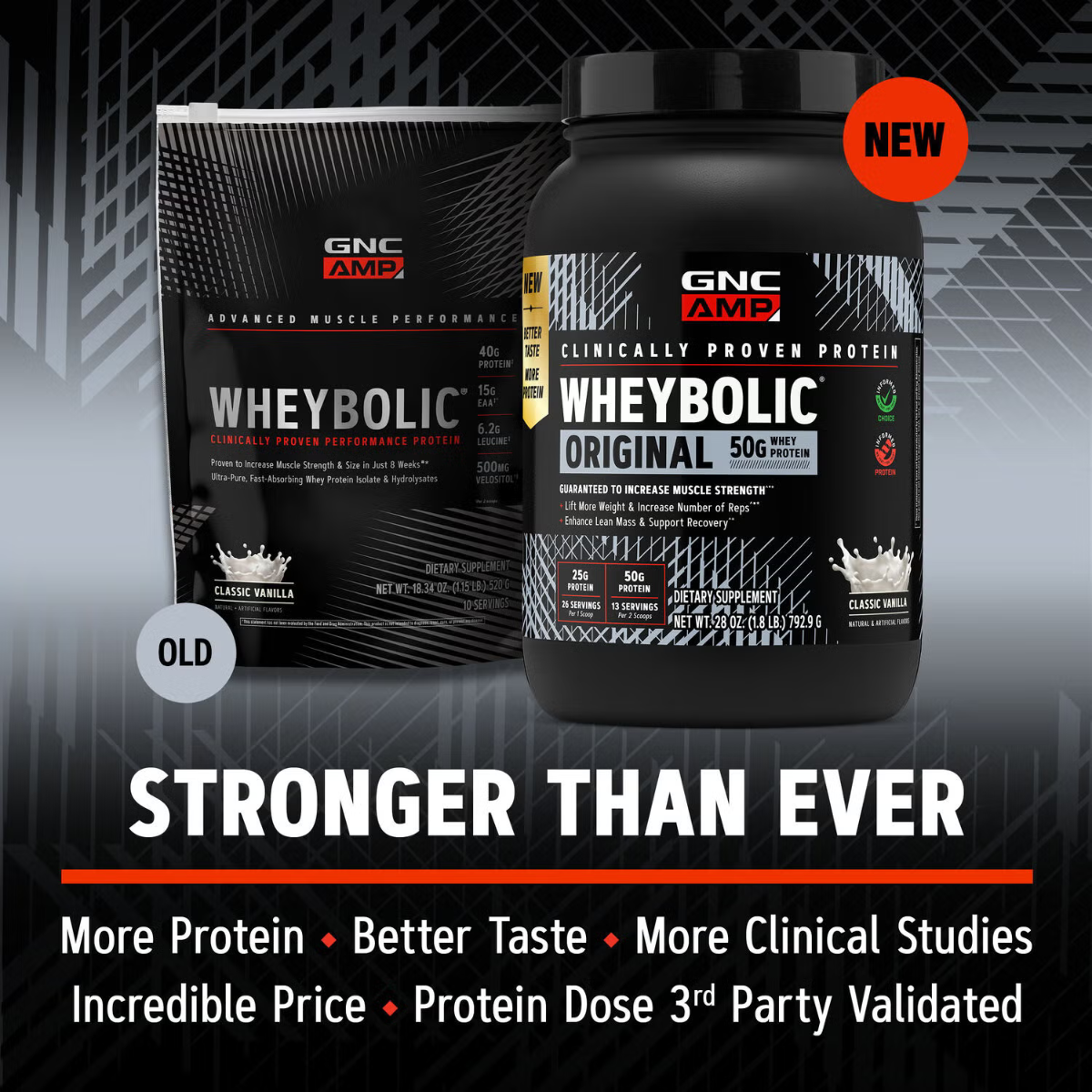 Proteina din zer studiata clinic cu aroma de vanilie AMP New Wheybolic, 792.9 g, GNC