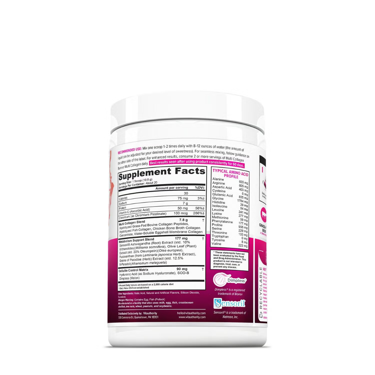 Formula pentru reducerea celulitei si arderea grasimilor cu aroma de limonada de capsuni Vitauthority, 216 g, GNC Formula pentru reducerea celulitei si arderea grasimilor cu aroma de limonada de capsuni Vitauthority, 216 g, GNC