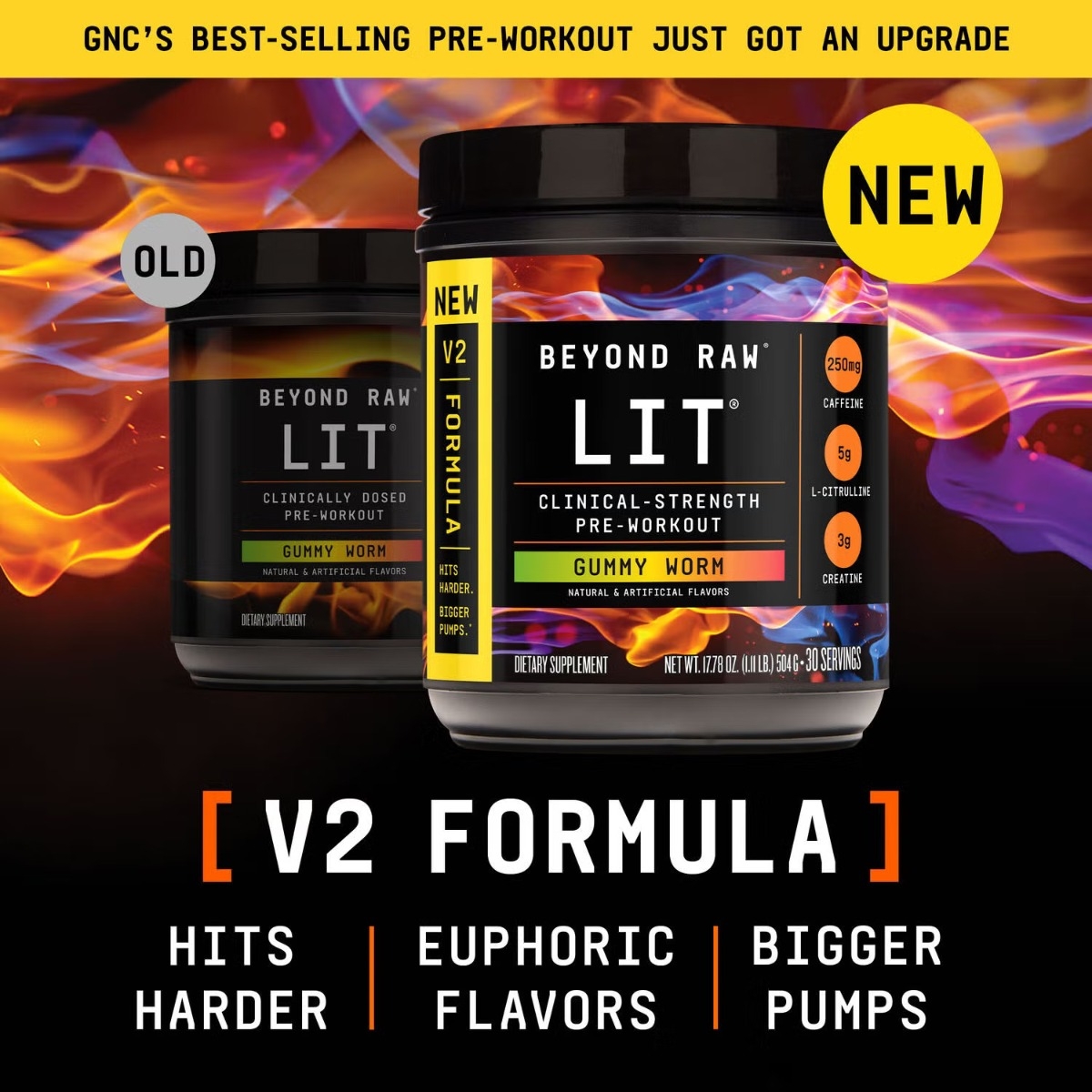 Formula pre-workout cu aroma de jeleuri Beyond Raw Lit, 504 g GNC