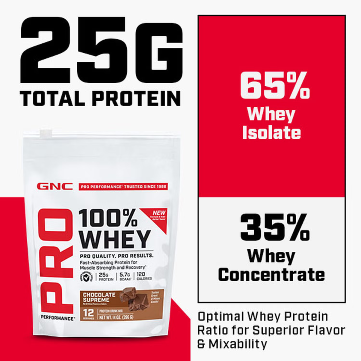 Proteina din zer testata antidoping fara aroma Pro Performance, 360 g, GNC