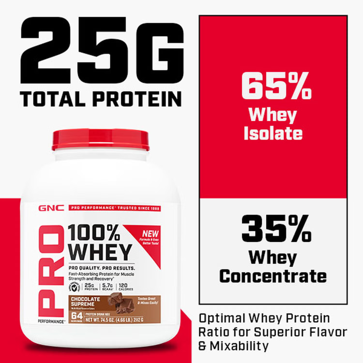 Proteina din zer cu aroma de capsuni Pro Performance, 1985 g, GNC