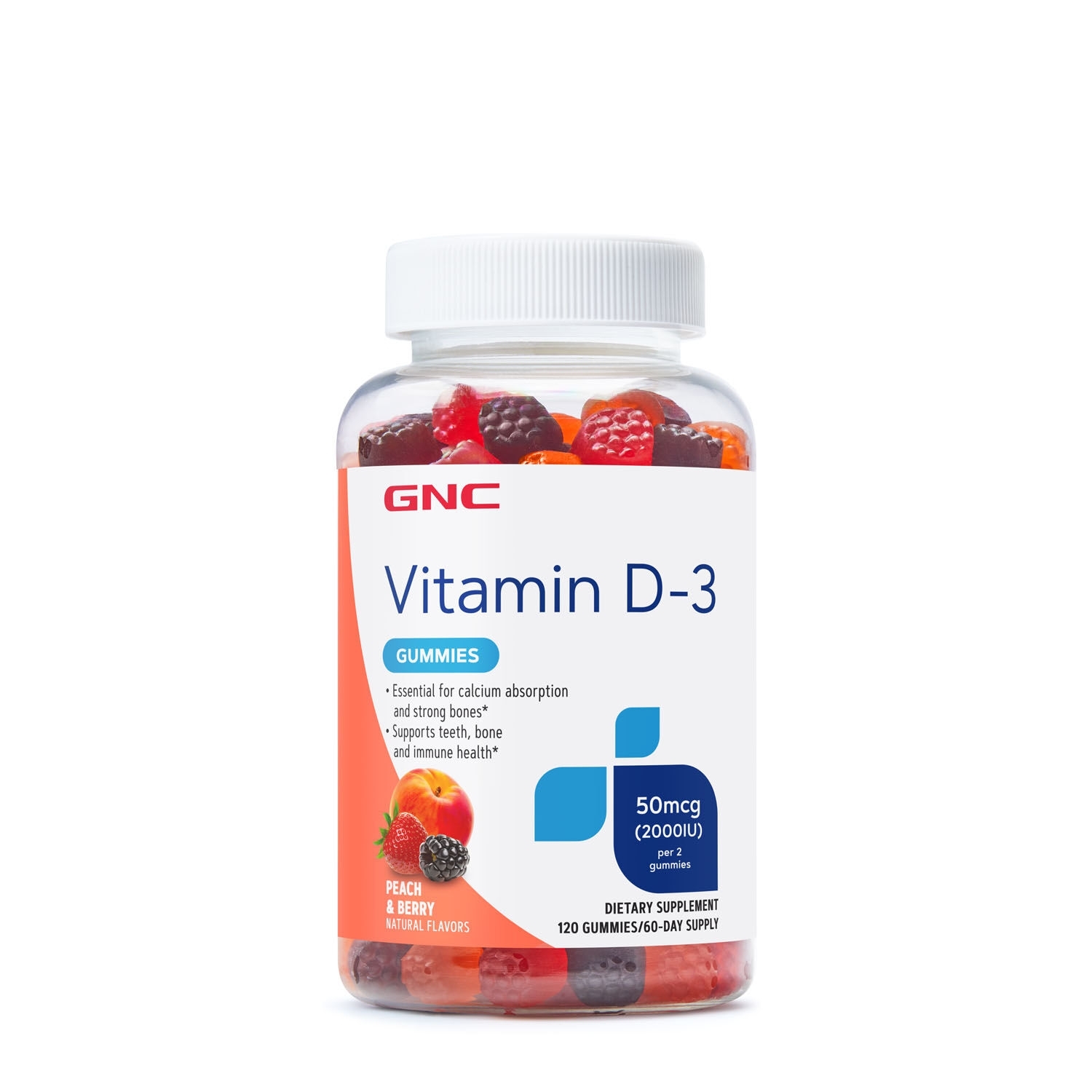 Vitamina D-3 50 mcg (2000 UI), 120 jeleuri, GNC