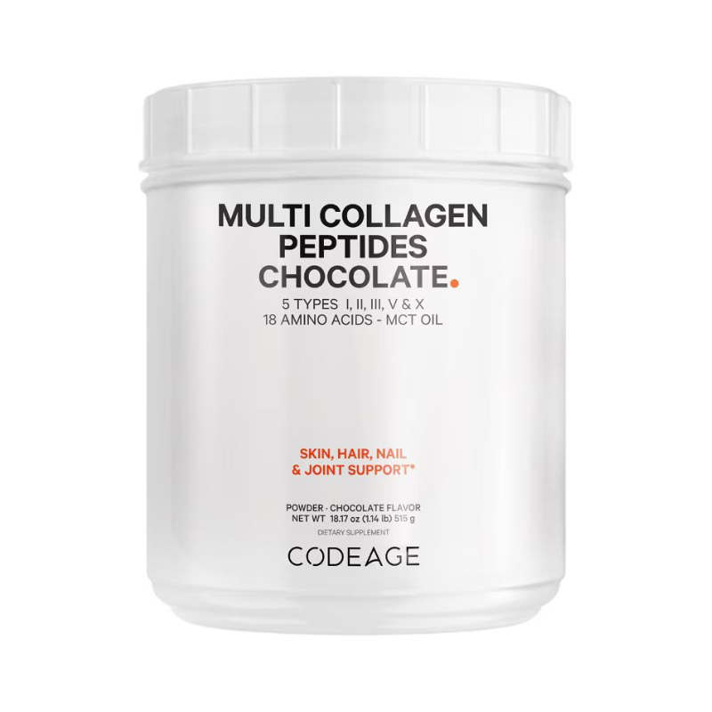 Colagen hidrolizat din 5 surse sub forma de peptide + MCT Oil  cu aroma de ciocolata CodeAge, 515 g, GNC