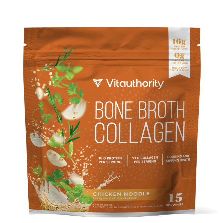 Collagen cu aroma naturala de supa de pui Vitauthority , 310 g, GNC