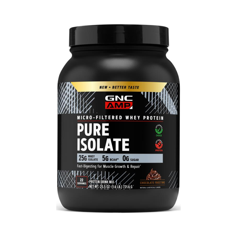 Proteina izolata din zer cu aroma de inghetata de ciocolata AMP Pure Isolate, 721.6 g, GNC