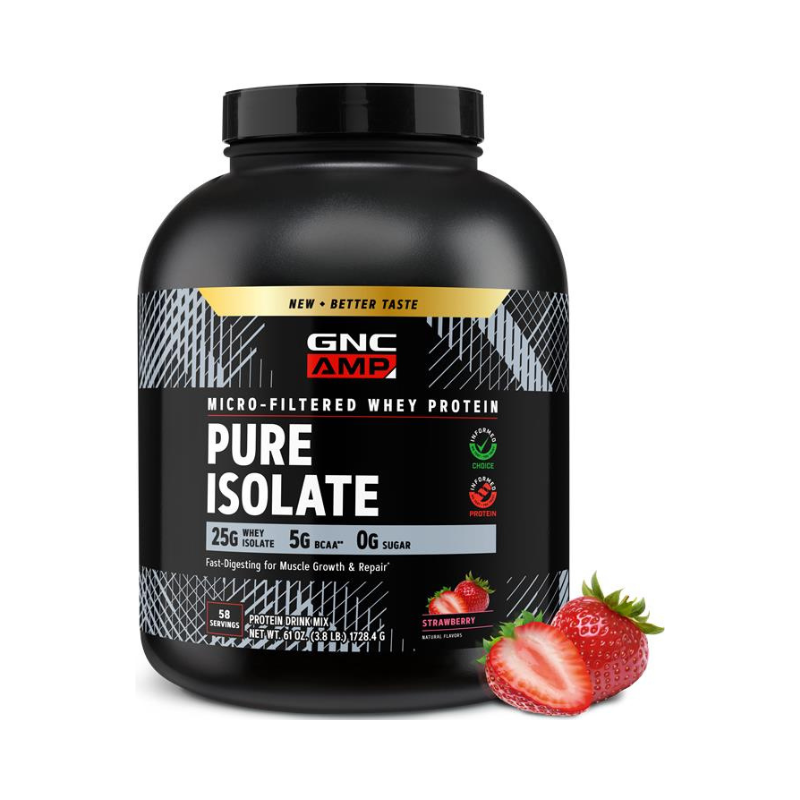 Proteina izolata din zer cu aroma de capsuni AMP Pure Isolate, 1728.4 g, GNC