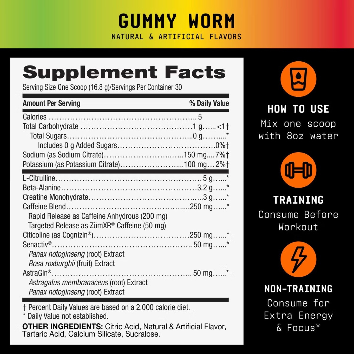 Formula pre-workout cu aroma de jeleuri Beyond Raw Lit, 504 g GNC