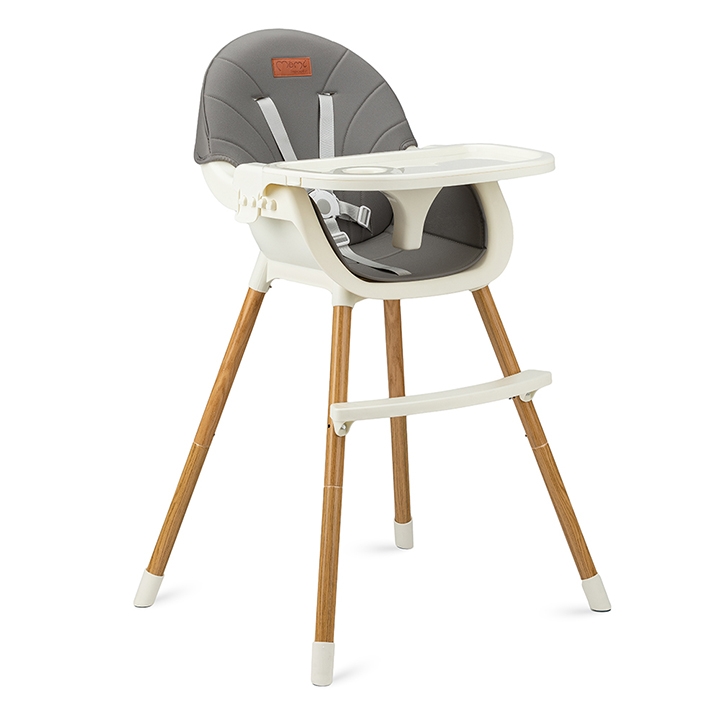 Scaun de masa copii Momi Reki, Piele ecologica, Dark Grey