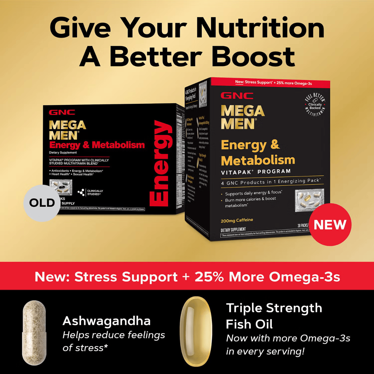 Program Vitapak pentru barbati complex de multivitamine pentru energie si metabolism Mega Men, 30 pachete, GNC