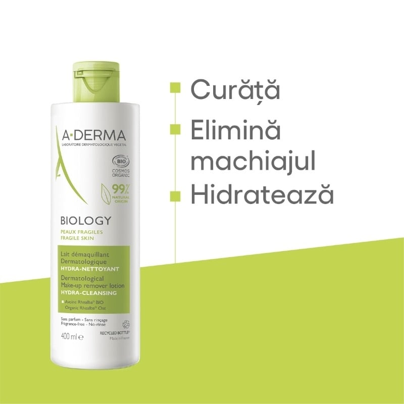 Biology lapte demachiant, 400ml, A-Derma Biology lapte demachiant, 400ml, A-Derma