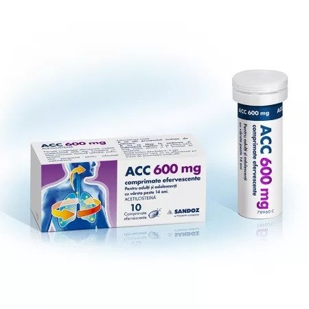 ACC 600 mg, 10 comprimate efervescente, Sandoz ACC 600 mg, 10 comprimate efervescente, Sandoz