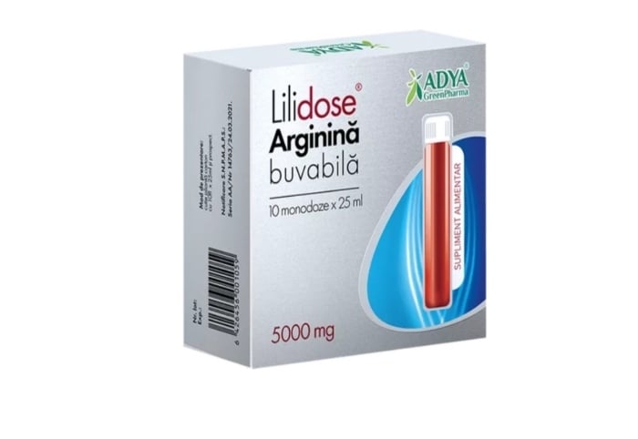 Arginina Buvabila Lilidose, 5000 mg, 25 ml x 10 doze, Adya Green Pharma Arginina Buvabila Lilidose, 5000 mg, 25 ml x 10 doze, Adya Green Pharma