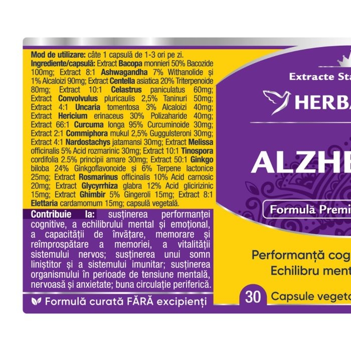 Alzheimed, 30 capsule, Herbagetica Alzheimed, 30 capsule, Herbagetica