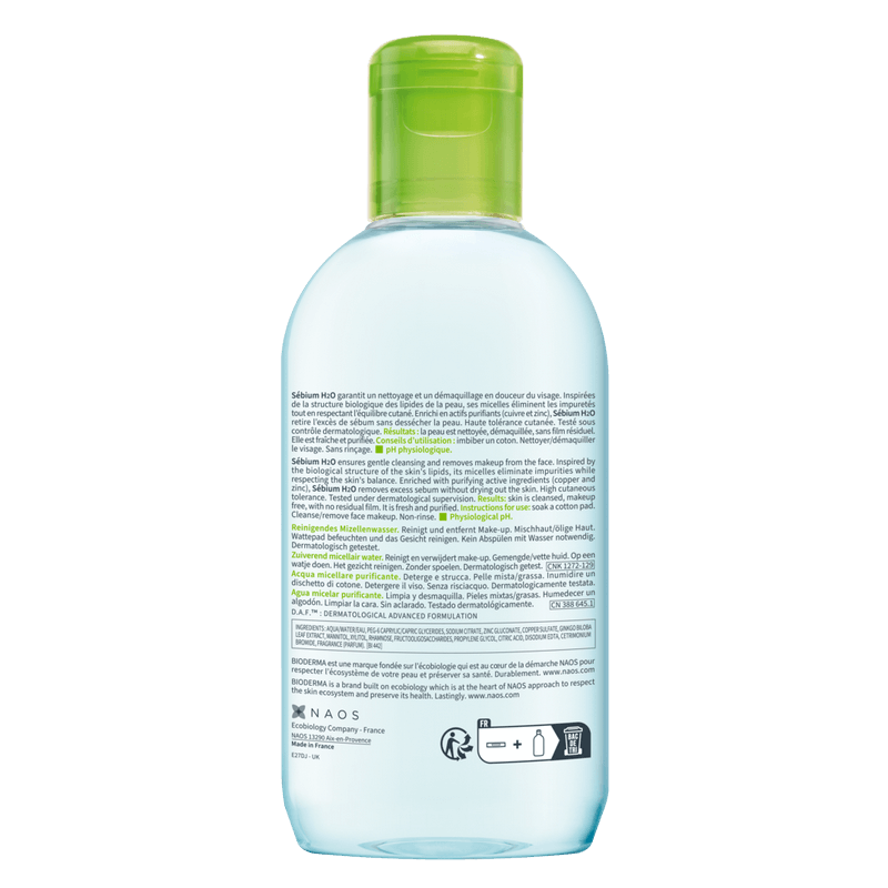 Apa micelara Sebium H2O, 250ml, Bioderma Apa micelara Sebium H2O, 250ml, Bioderma