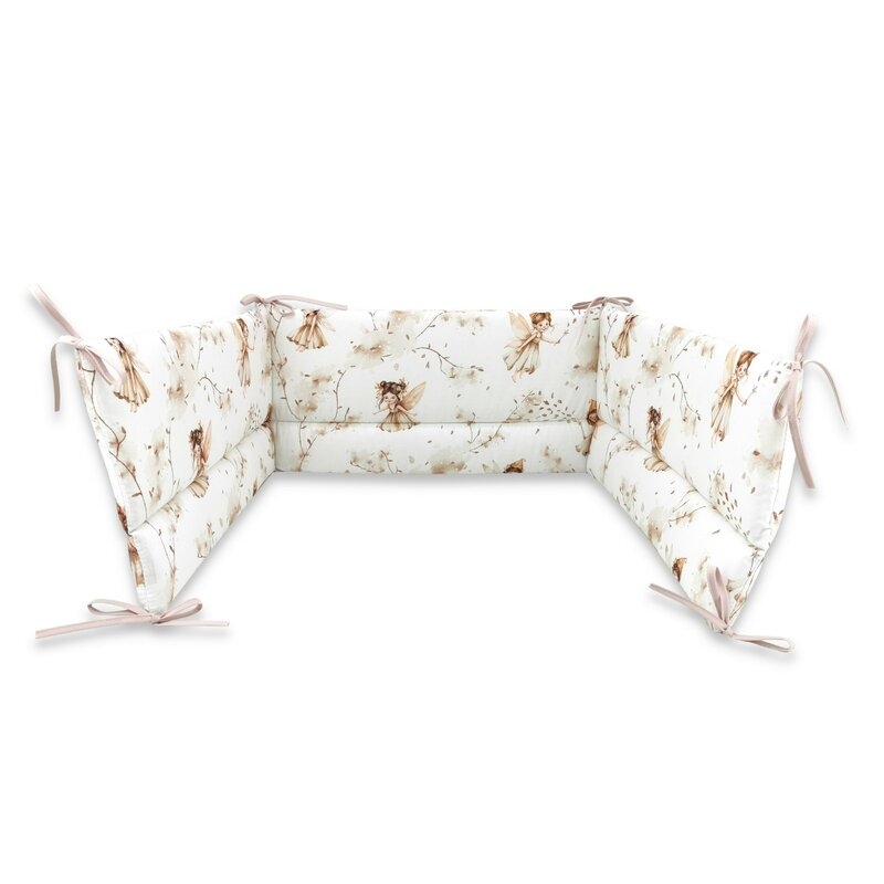 Aparatoare pentru patut, MimiNu, Din bumbac certificat Oeko Tex Standard 100, 180x30 cm, Cu panglici, Fairy Aparatoare pentru patut, MimiNu, Din bumbac certificat Oeko Tex Standard 100, 180x30 cm, Cu panglici, Fairy