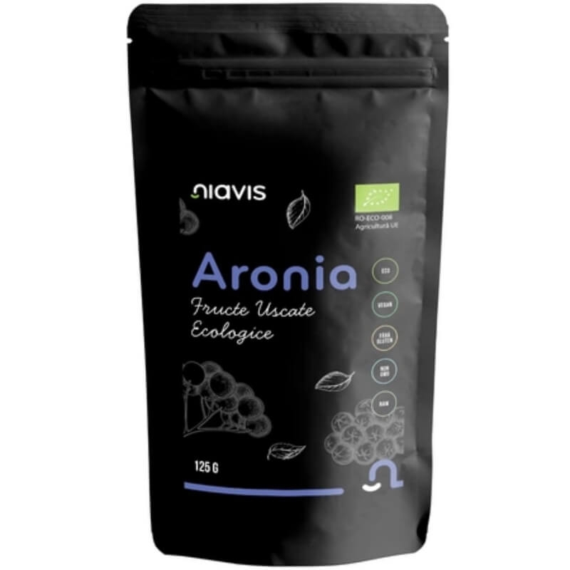 Aronia fructe uscate ecologice, 125 g, Niavis