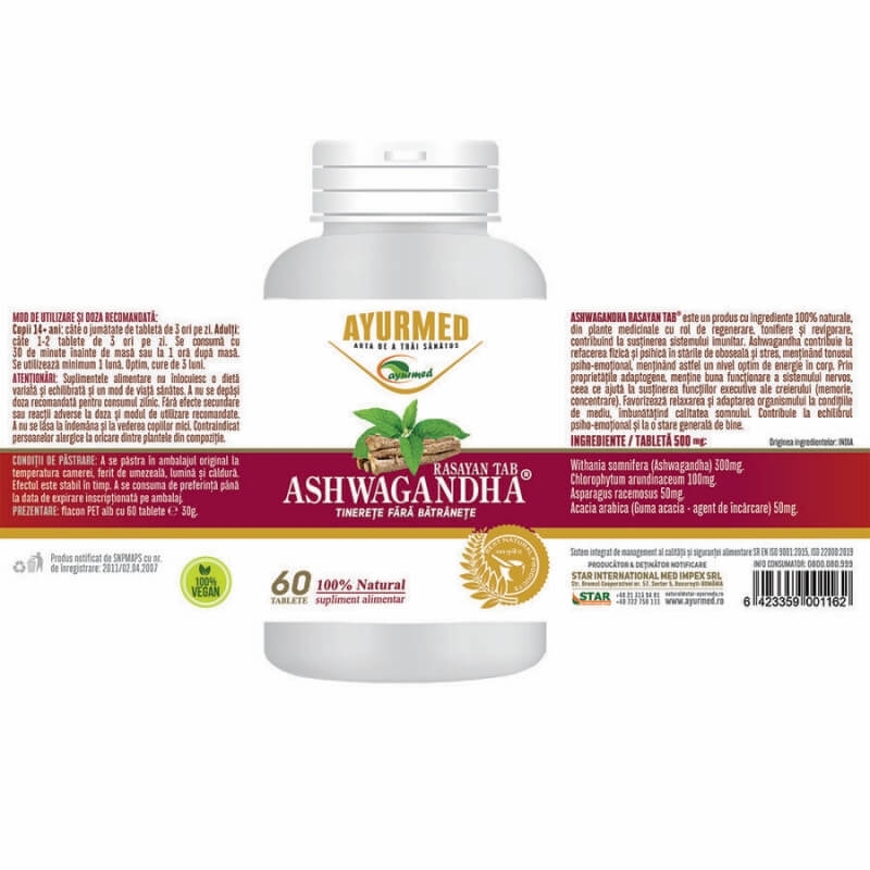 Ashwagandha Rasayan, 60 tablete, Ayurmed Ashwagandha Rasayan, 60 tablete, Ayurmed