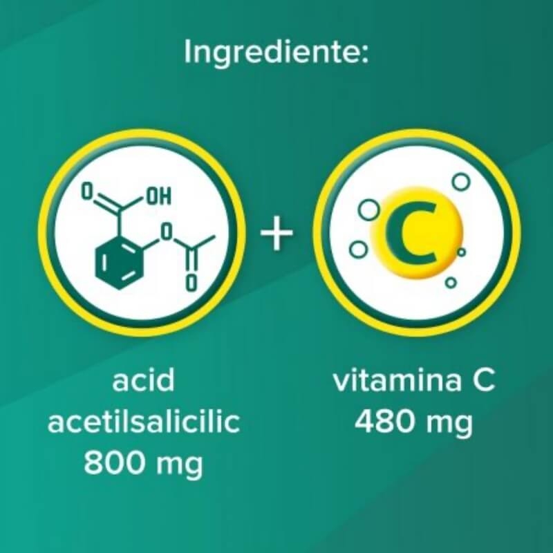 Aspirin Plus C Forte, 800 mg/480 mg, 10 comprimate efervescente, Bayer Aspirin Plus C Forte, 800 mg/480 mg, 10 comprimate efervescente, Bayer