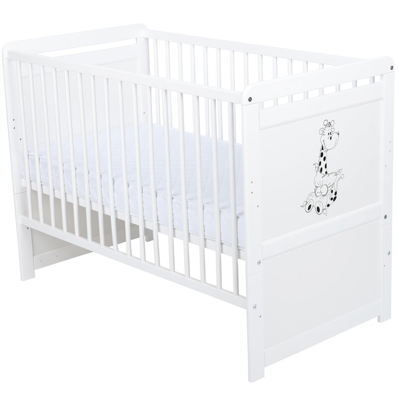 Babyneeds - Patut din lemn Nadia II Girafa 120x60 cm, multifunctional, Alb