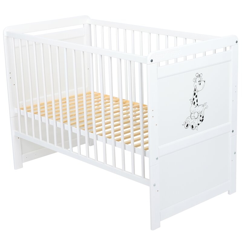 Babyneeds - Patut din lemn Nadia II Girafa 120x60 cm, multifunctional, Alb