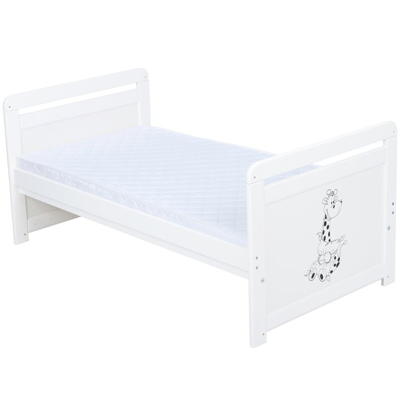 Babyneeds - Patut din lemn Nadia II Girafa 120x60 cm, multifunctional, Alb