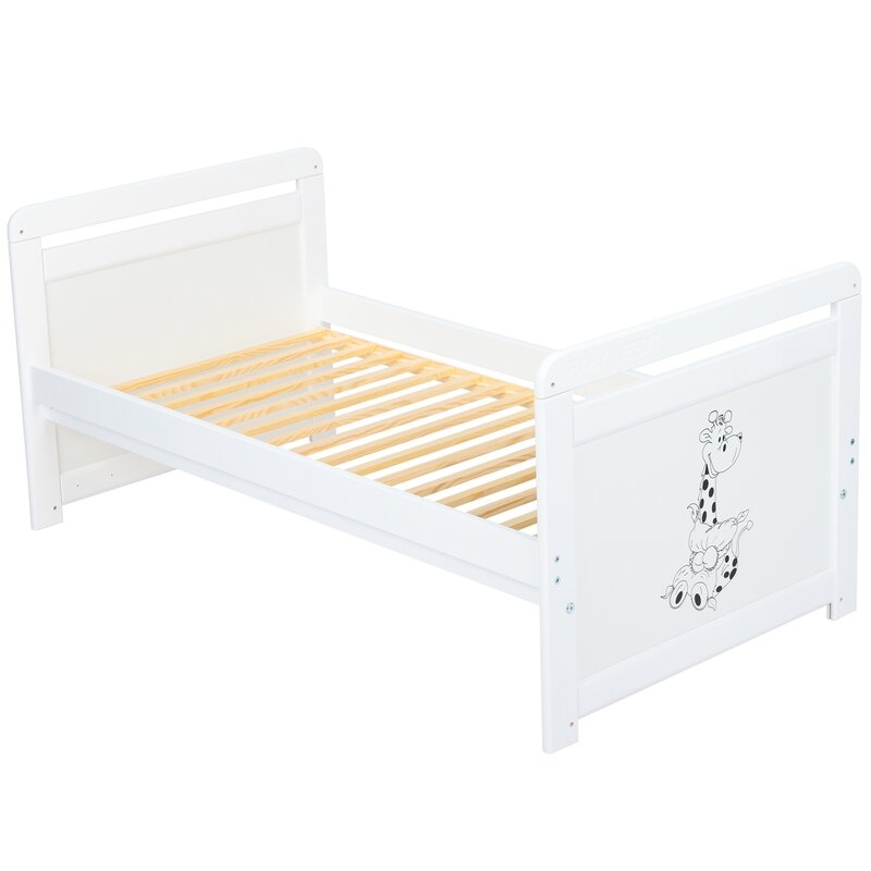 Babyneeds - Patut din lemn Nadia II Girafa 120x60 cm, multifunctional, Alb