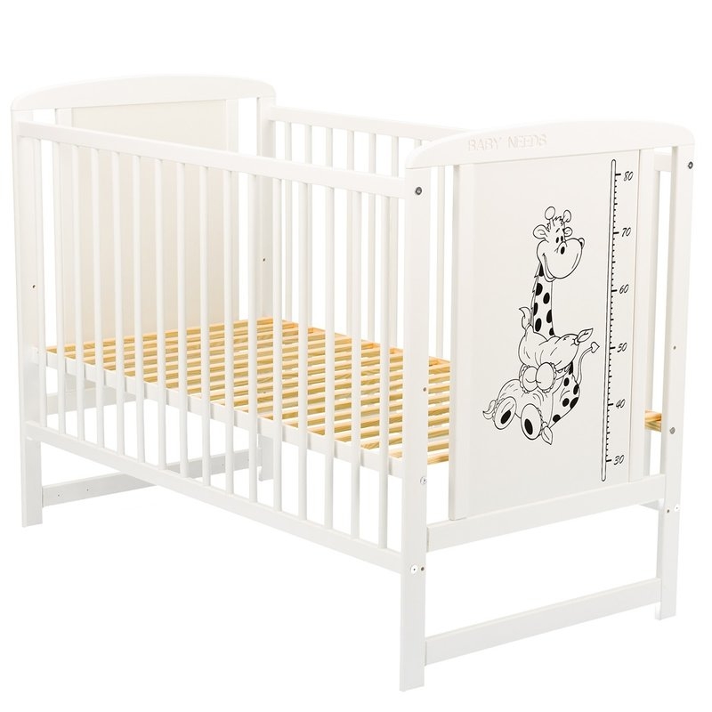 BabyNeeds - Patut din lemn Timmi Girafa 120x60 cm Alb