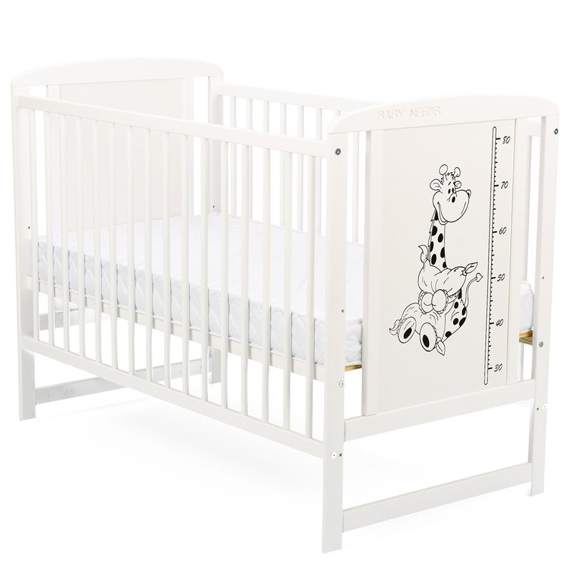 BabyNeeds - Patut din lemn Timmi Girafa 120x60 cm Alb