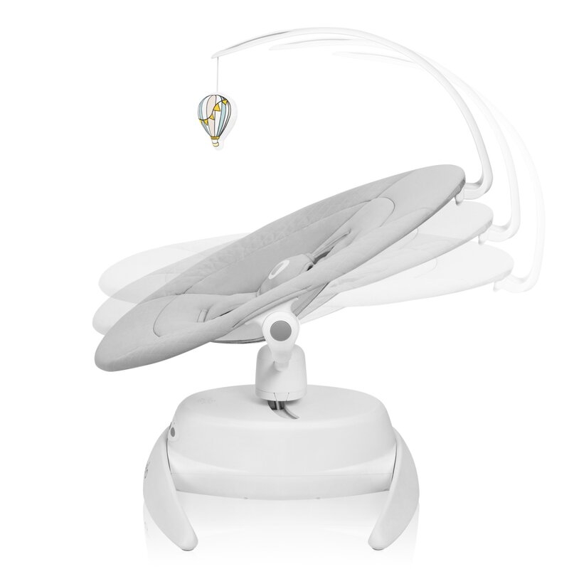 Balansoar, Lionelo, Iris, 2 in 1, Rotire 360 grade, Electric, Cu 3 moduri de leganare, Cu 5 trepte de viteza, Cu 3 pozitii de inclinare, Pana la 9 kg, Gri
