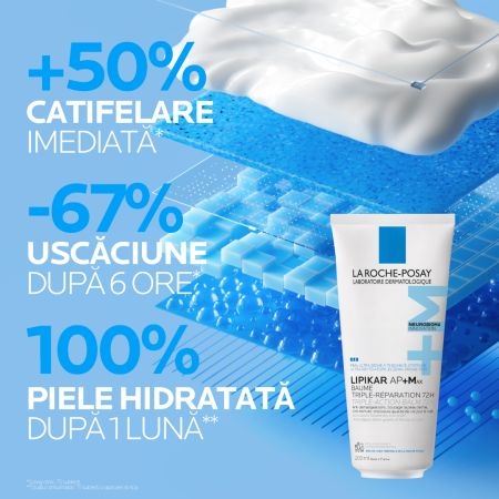 Balsam triplu reparator Lipikar Baume AP+Max, 200 ml, La Roche-Posay