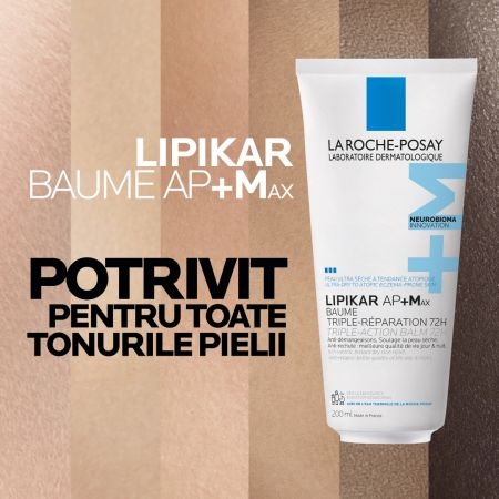 Balsam triplu reparator Lipikar Baume AP+Max, 200 ml, La Roche-Posay