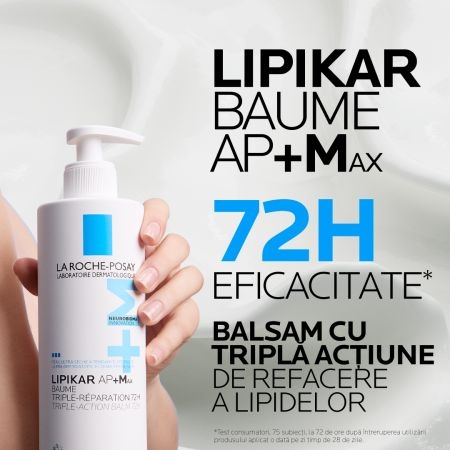 Balsam triplu reparator Lipikar Baume AP+Max, 400 ml, La Roche-Posay