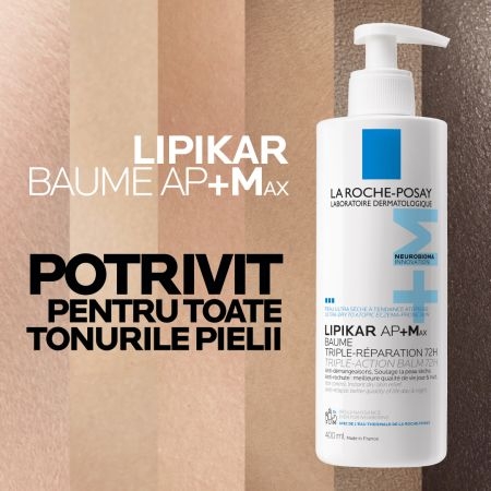 Balsam triplu reparator Lipikar Baume AP+Max, 400 ml, La Roche-Posay