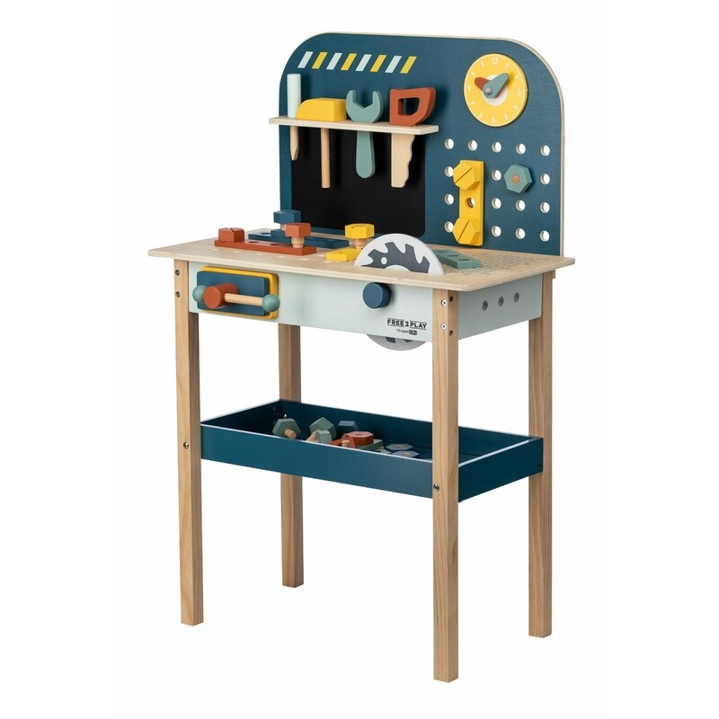 Banc de lucru, Free2Play, My first wooden Work Bench, Cu diverse unelte si accesorii, Pliabil, 55 x 28,5 x 85 cm, 36 luni+, Multicolor Banc de lucru, Free2Play, My first wooden Work Bench, Cu diverse unelte si accesorii, Pliabil, 55 x 28,5 x 85 cm, 36 luni+, Multicolor