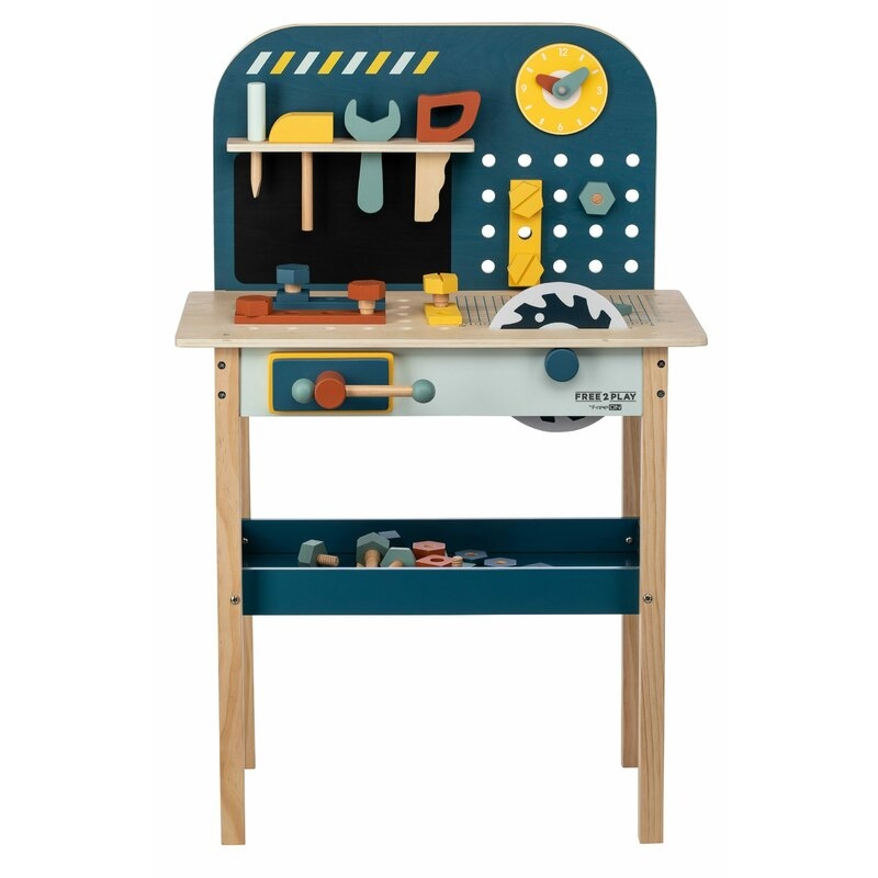 Banc de lucru, Free2Play, My first wooden Work Bench, Cu diverse unelte si accesorii, Pliabil, 55 x 28,5 x 85 cm, 36 luni+, Multicolor Banc de lucru, Free2Play, My first wooden Work Bench, Cu diverse unelte si accesorii, Pliabil, 55 x 28,5 x 85 cm, 36 luni+, Multicolor