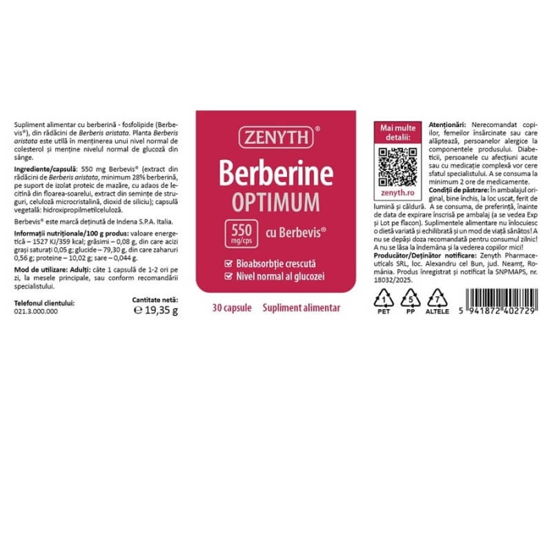 Berberine Optimum, 30 capsule, Zenyth Berberine Optimum, 30 capsule, Zenyth