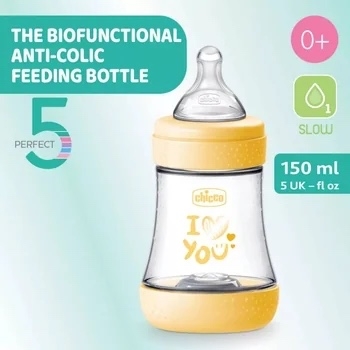 Biberon PP anti-colici cu tetina S Perfect5 150 ml +0 luni, 1 bucata, Chicco