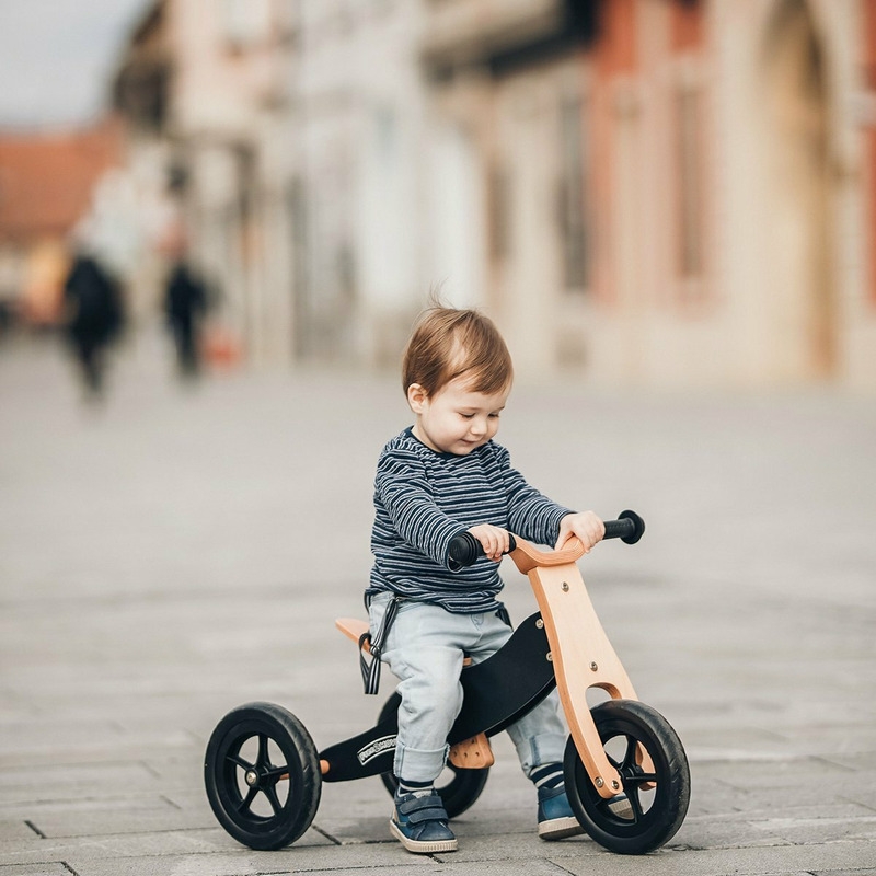 Bicicleta/tricicleta fara pedale din lemn, 2 in 1, Functie de bicicleta echilibru, Sa reglabila, Manere antiderapante, Roti ajustabile, 18 luni – 3 ani, Free2Move, Brown Black Bicicleta/tricicleta fara pedale din lemn, 2 in 1, Functie de bicicleta echilibru, Sa reglabila, Manere antiderapante, Roti ajustabile, 18 luni – 3 ani, Free2Move, Brown Black